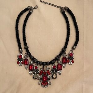 Elegant Black and Red Statement Necklace